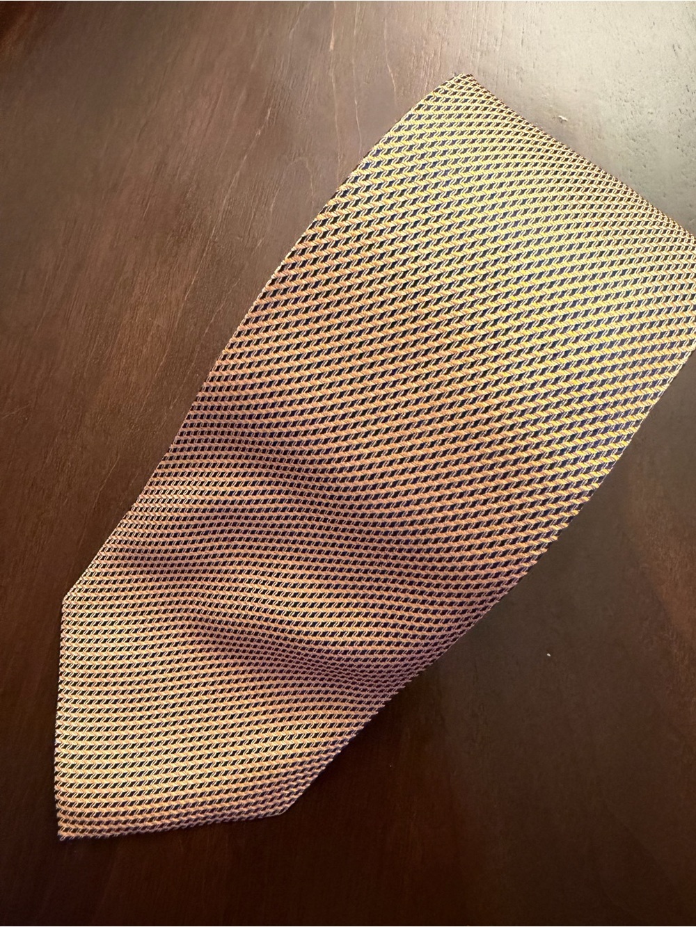 Men's Woven Yellow and Blue Patterned Tie 3” wide